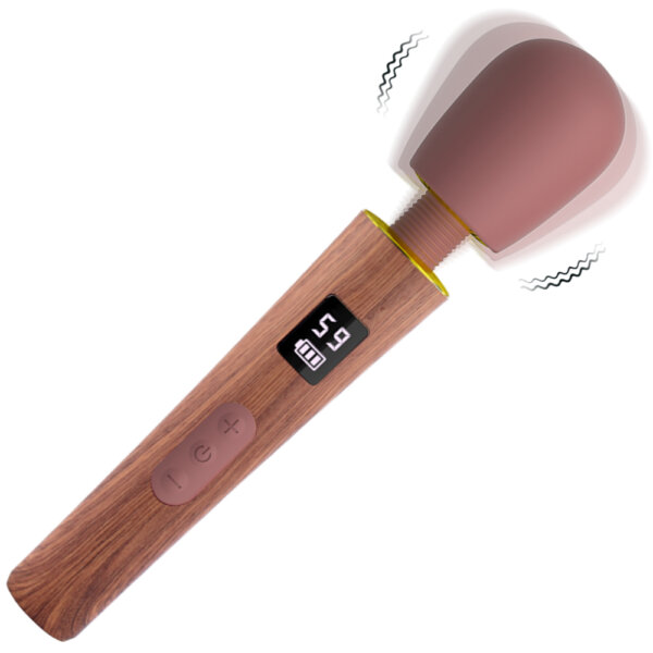 Powerful Wand Vibrator with Digtal Display and Wood Grain