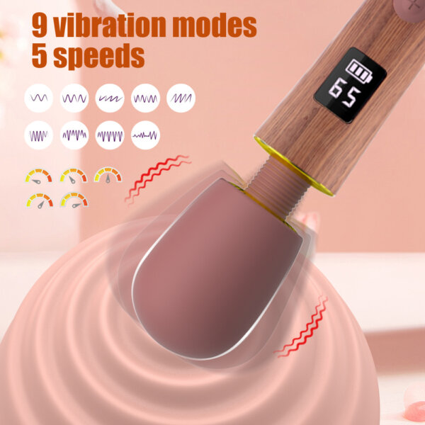 Powerful Wand Vibrator with Digtal Display and Wood Grain