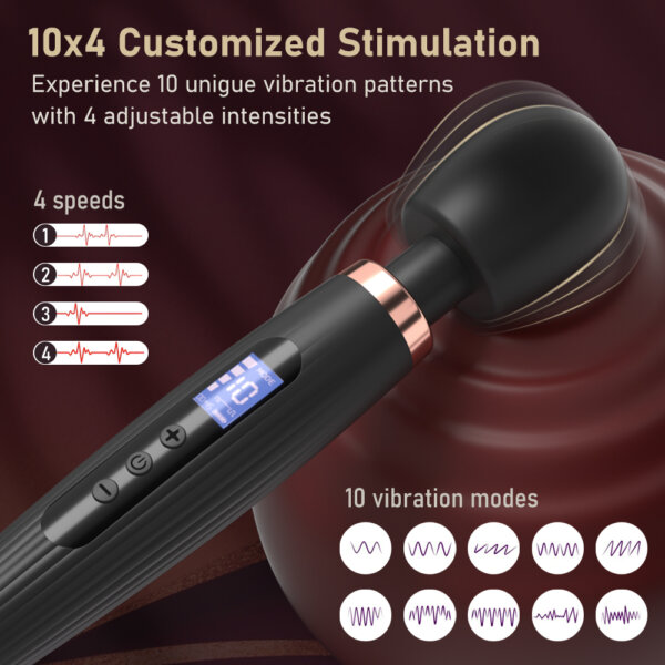 LED Display Slender Waist Massage Wand Vibrator