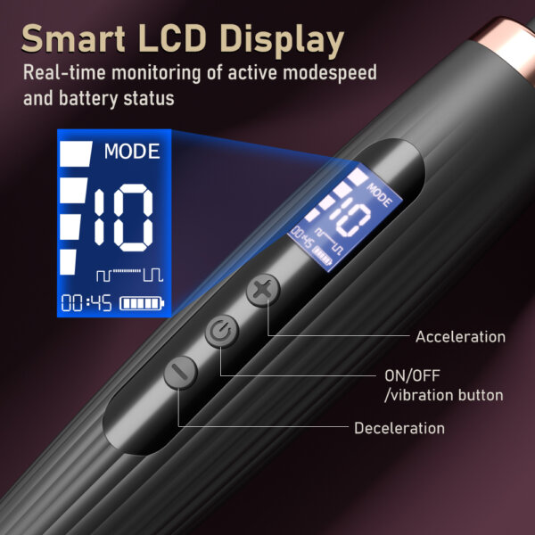 LED Display Slender Waist Massage Wand Vibrator