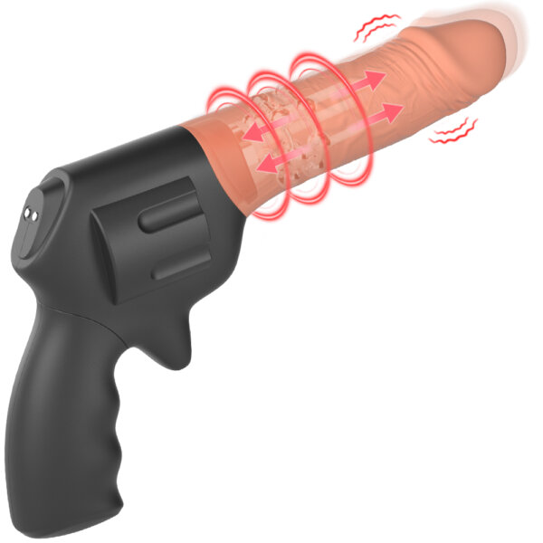 Gun Shape 3-in-1 Thrusting Dildo Female Masturbator