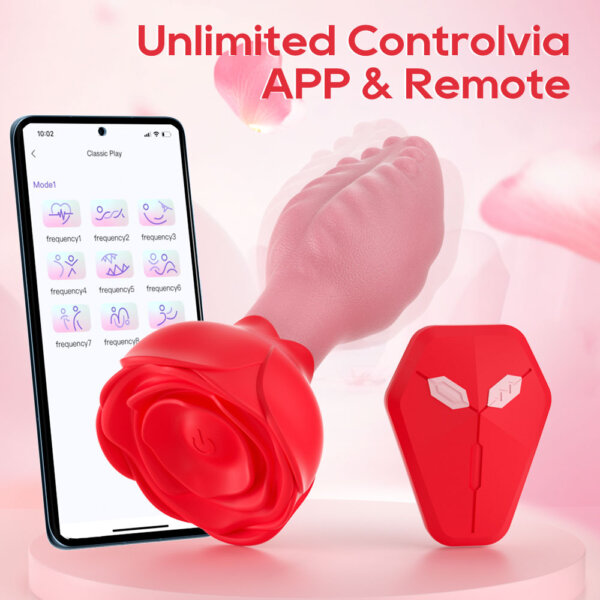 8 Remote Control Rose Butt Plug