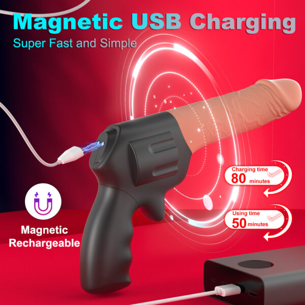 Gun Shape 3-in-1 Thrusting Dildo Female Masturbator